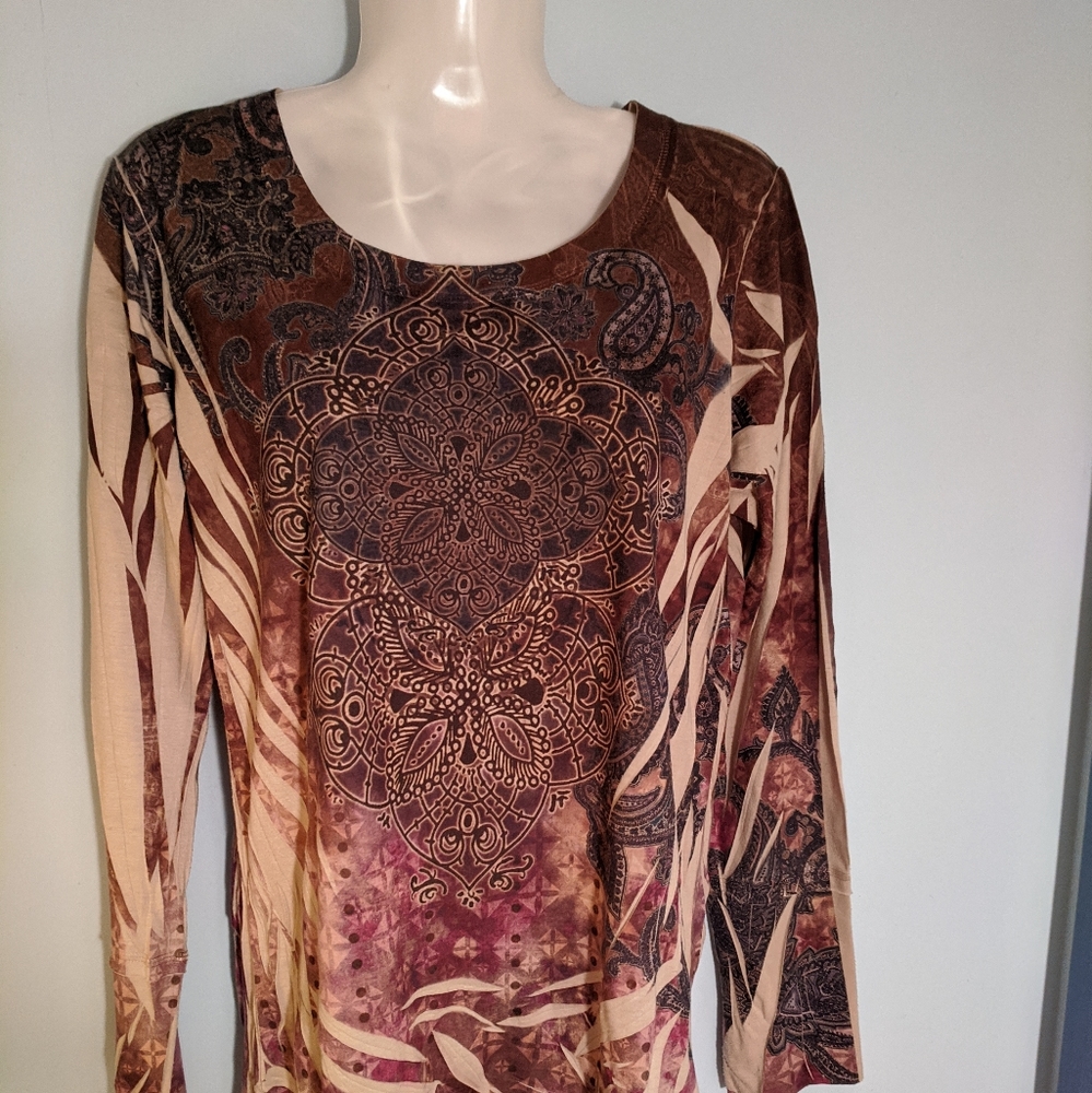 Juniors Vintage tye dye long sleeves statement blouse